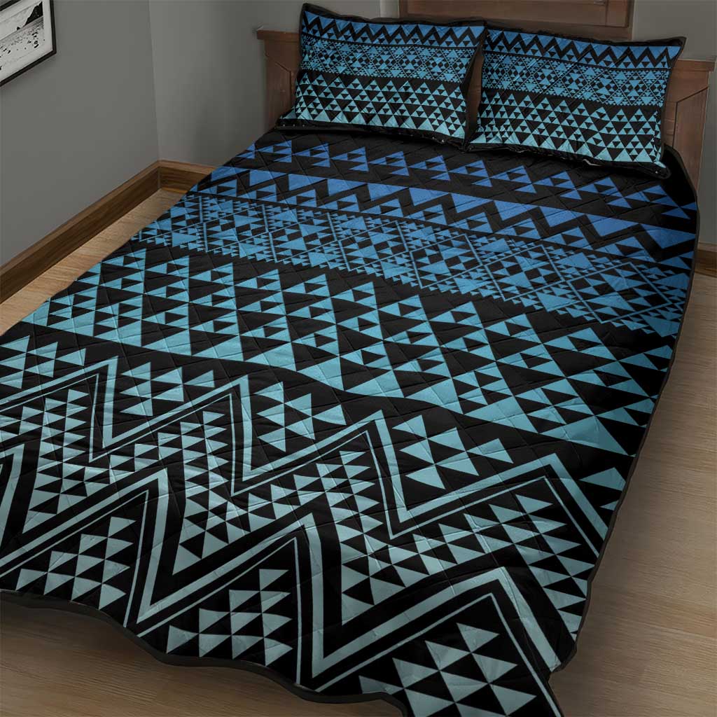 Maori Niho Taniwha Te Wheiao Quilt Bed Set Moana Blue - Polynesian Pride