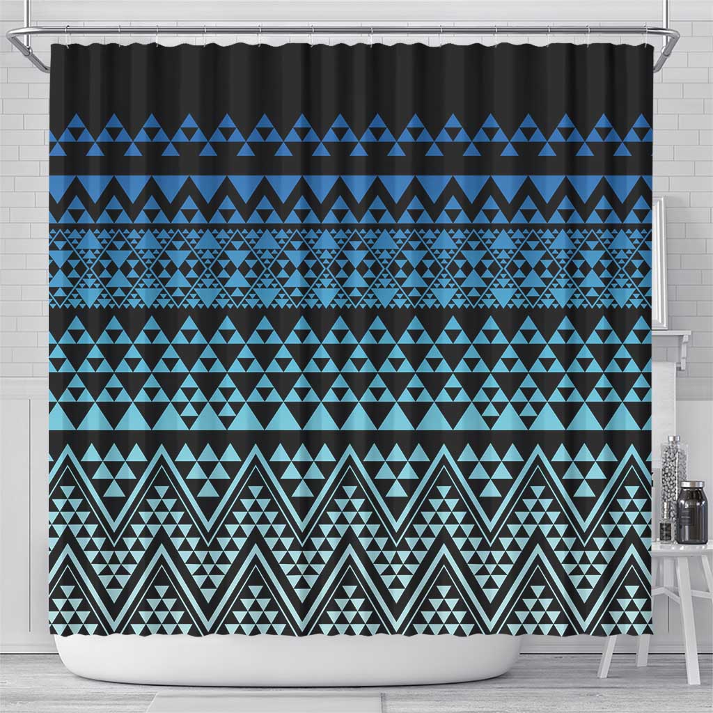 Maori Niho Taniwha Te Wheiao Shower Curtain Moana Blue - Polynesian Pride
