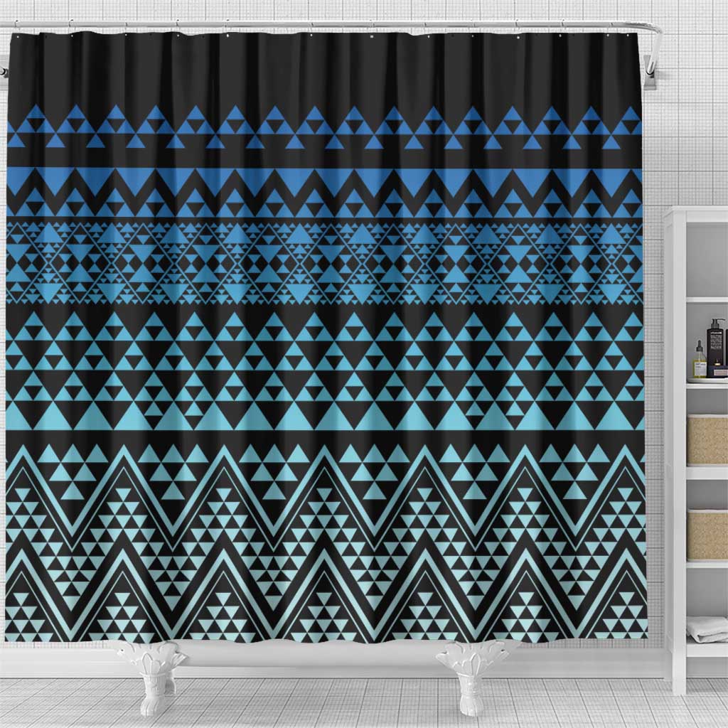 Maori Niho Taniwha Te Wheiao Shower Curtain Moana Blue - Polynesian Pride