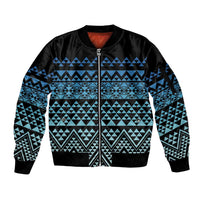 Maori Niho Taniwha Te Wheiao Sleeve Zip Bomber Jacket Moana Blue LT7 Unisex Blue - Polynesian Pride