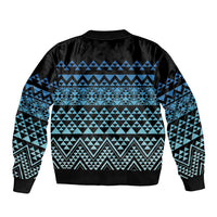 Maori Niho Taniwha Te Wheiao Sleeve Zip Bomber Jacket Moana Blue LT7 - Polynesian Pride