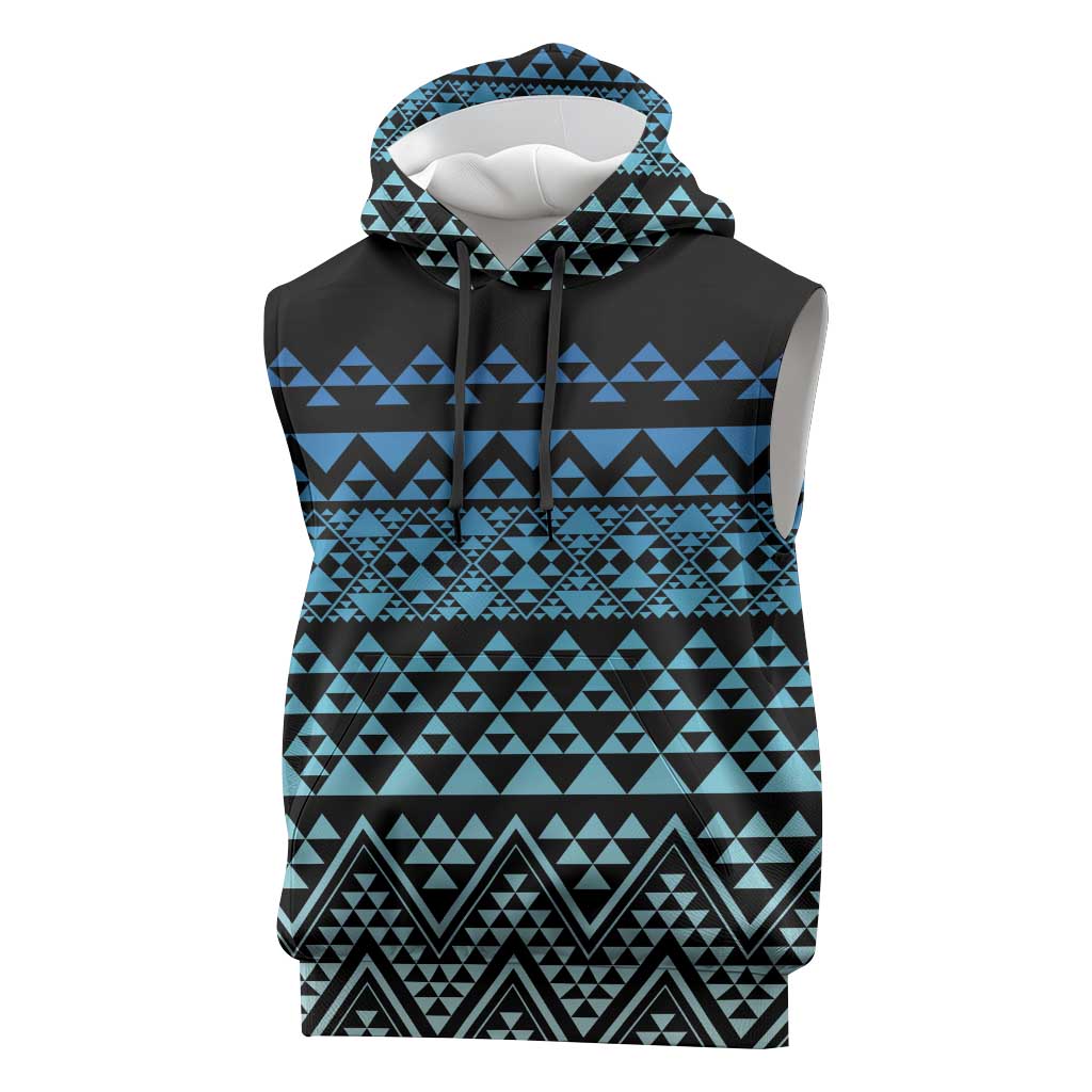 Maori Niho Taniwha Te Wheiao Sleeveless Hoodie Moana Blue - Polynesian Pride