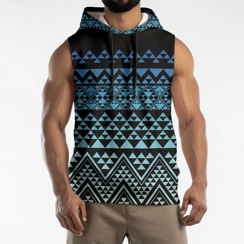 Maori Niho Taniwha Te Wheiao Sleeveless Hoodie Moana Blue - Polynesian Pride