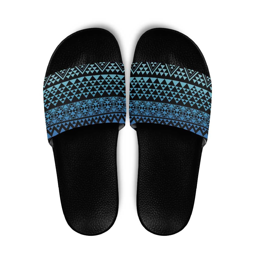 Maori Niho Taniwha Te Wheiao Slide Sandals Moana Blue - Polynesian Pride