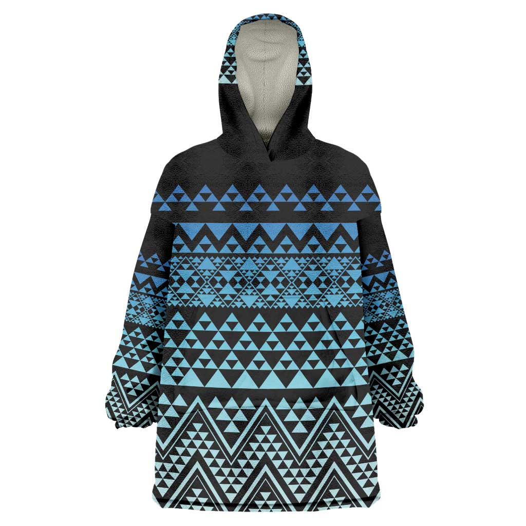 Maori Niho Taniwha Te Wheiao Wearable Blanket Hoodie Moana Blue - Polynesian Pride