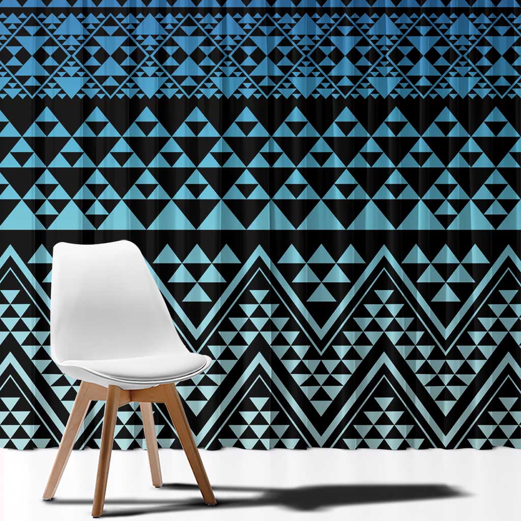 Maori Niho Taniwha Te Wheiao Window Curtain Moana Blue LT7 - Polynesian Pride