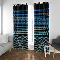 Maori Niho Taniwha Te Wheiao Window Curtain Moana Blue LT7 With Grommets Blue - Polynesian Pride