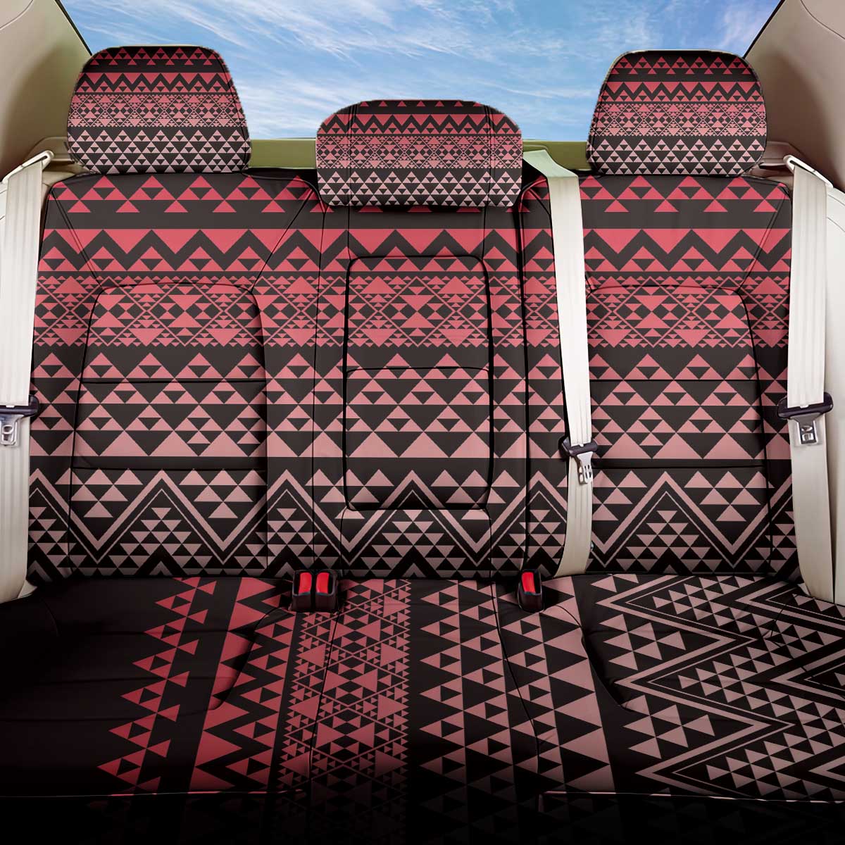 Maori Niho Taniwha Te Wheiao Back Car Seat Cover Terracotta - Polynesian Pride