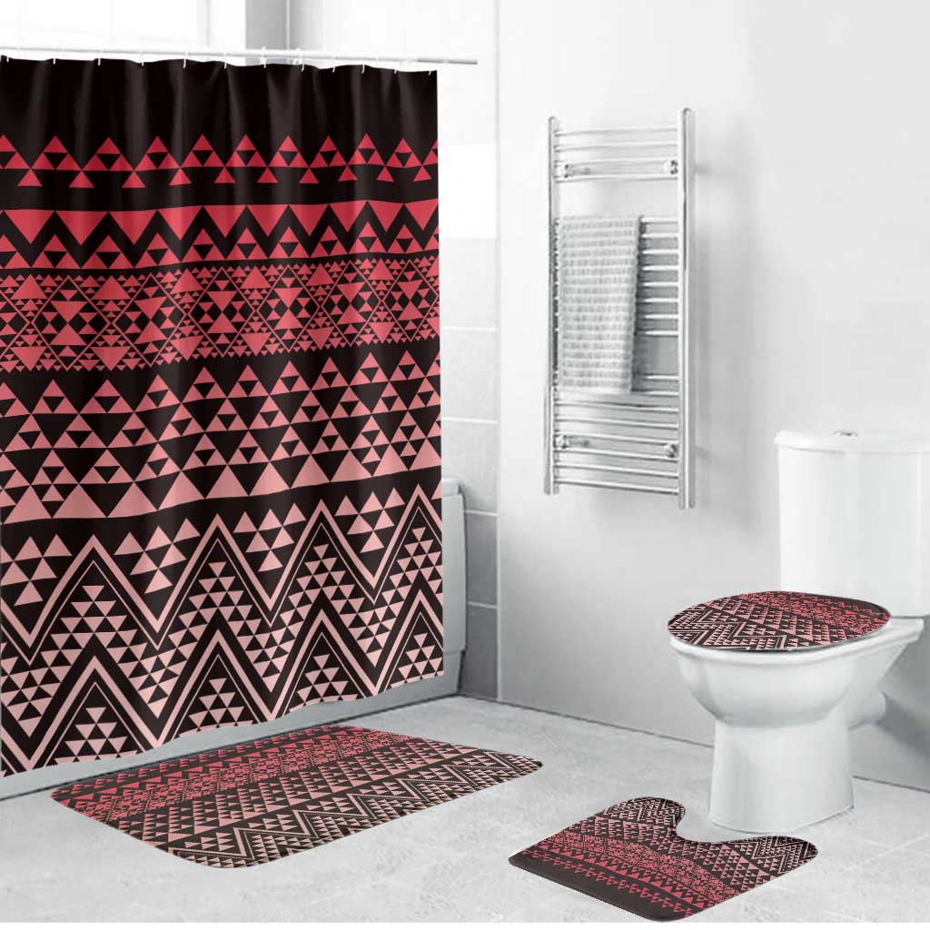 Maori Niho Taniwha Te Wheiao Bathroom Set Terracotta - Polynesian Pride