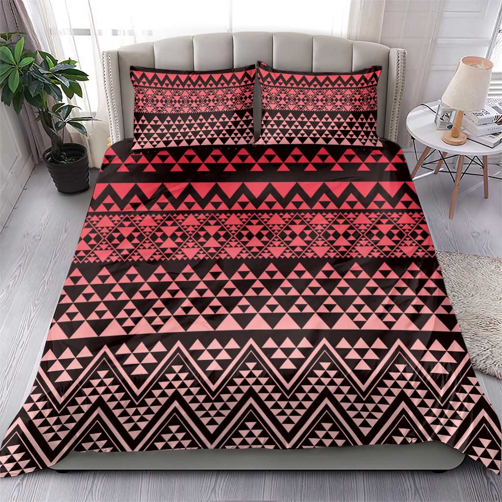 Maori Niho Taniwha Te Wheiao Bedding Set Terracotta - Polynesian Pride
