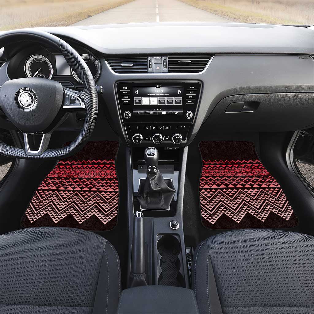 Maori Niho Taniwha Te Wheiao Car Mats Terracotta LT7 Set 2pcs - Front Terracotta - Polynesian Pride