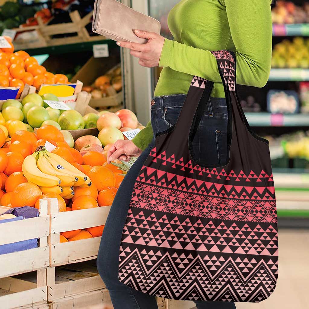 Maori Niho Taniwha Te Wheiao Grocery Bag Terracotta - Polynesian Pride