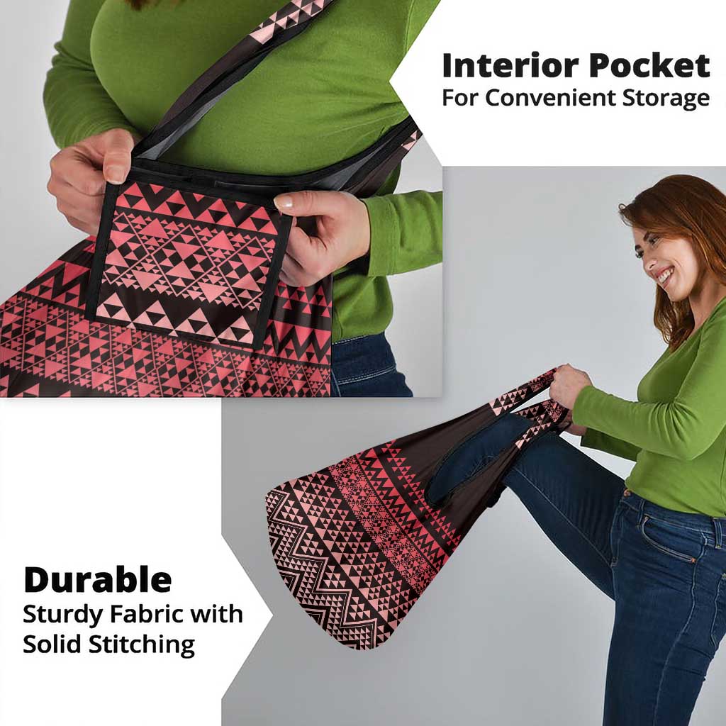 Maori Niho Taniwha Te Wheiao Grocery Bag Terracotta - Polynesian Pride