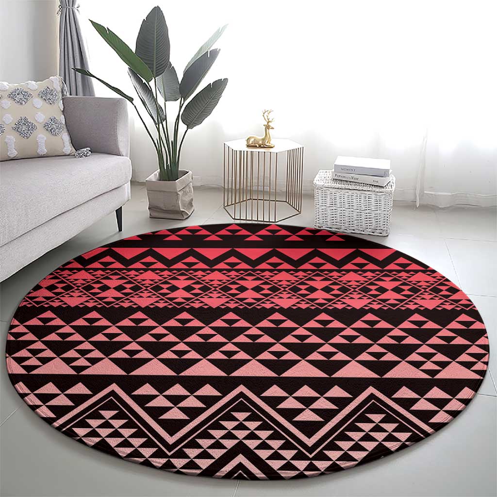 Maori Niho Taniwha Te Wheiao Round Carpet Terracotta - Polynesian Pride