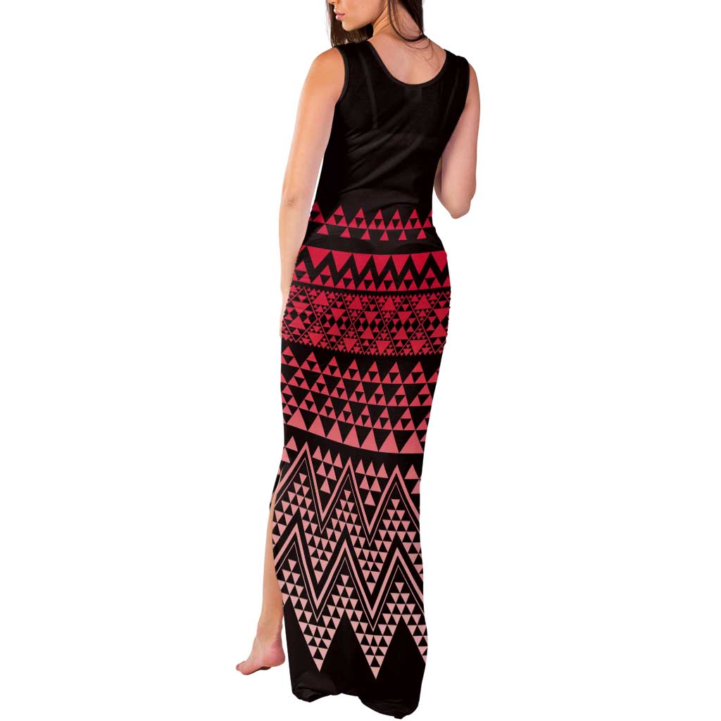 Maori Niho Taniwha Te Wheiao Tank Maxi Dress Terracotta - Polynesian Pride