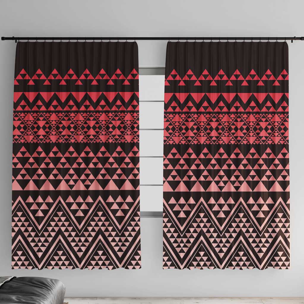 Maori Niho Taniwha Te Wheiao Window Curtain Terracotta - Polynesian Pride