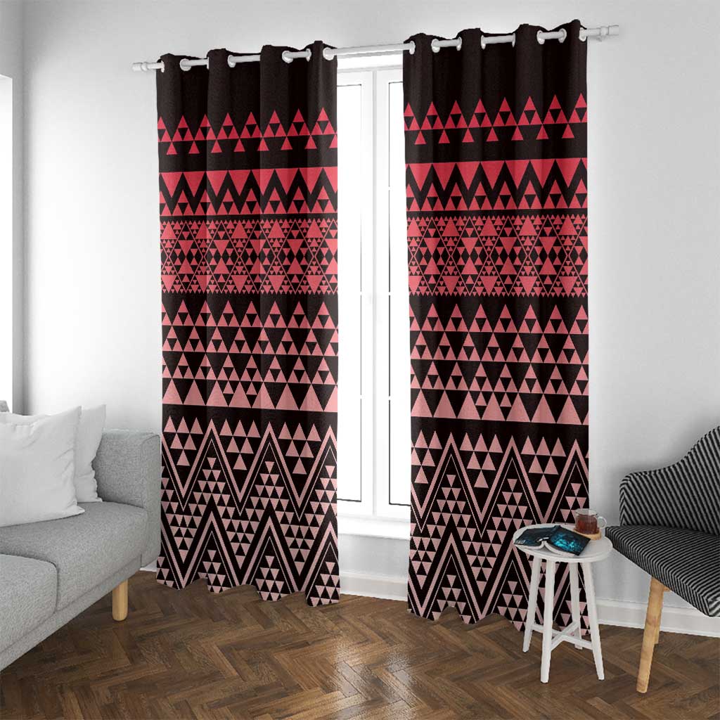 Maori Niho Taniwha Te Wheiao Window Curtain Terracotta - Polynesian Pride