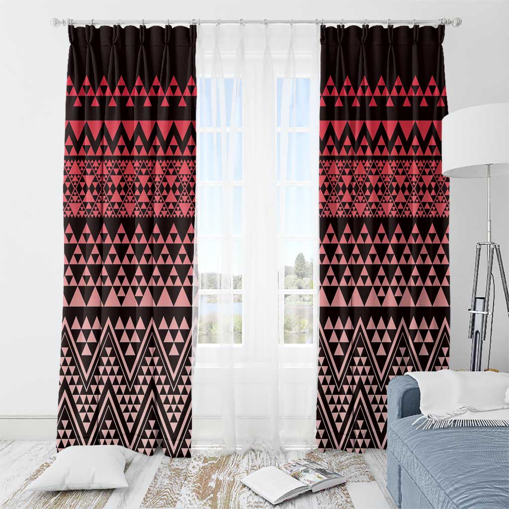 Maori Niho Taniwha Te Wheiao Window Curtain Terracotta - Polynesian Pride