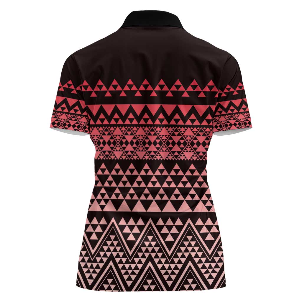 Maori Niho Taniwha Te Wheiao Women Polo Shirt Terracotta - Polynesian Pride