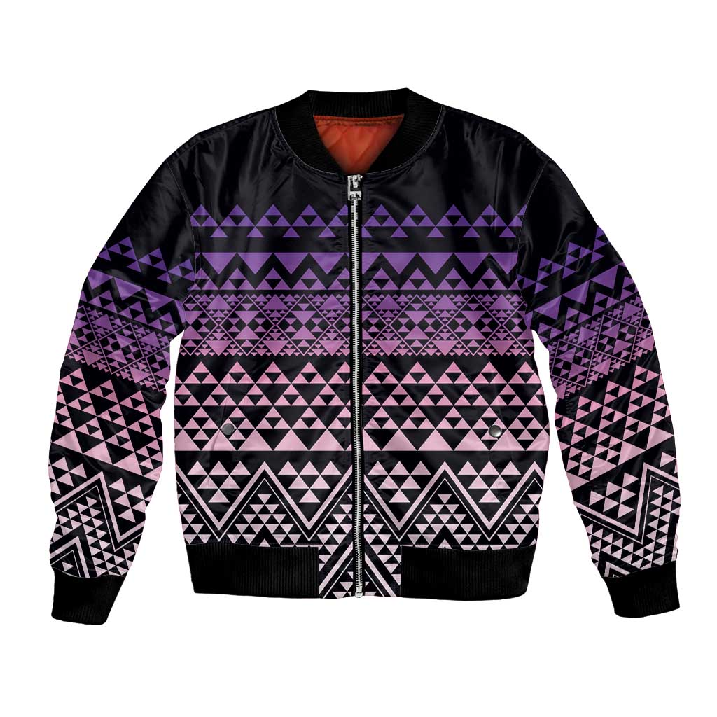 Maori Niho Taniwha Te Wheiao Bomber Jacket Waiporoporo LT7 Unisex Purple - Polynesian Pride