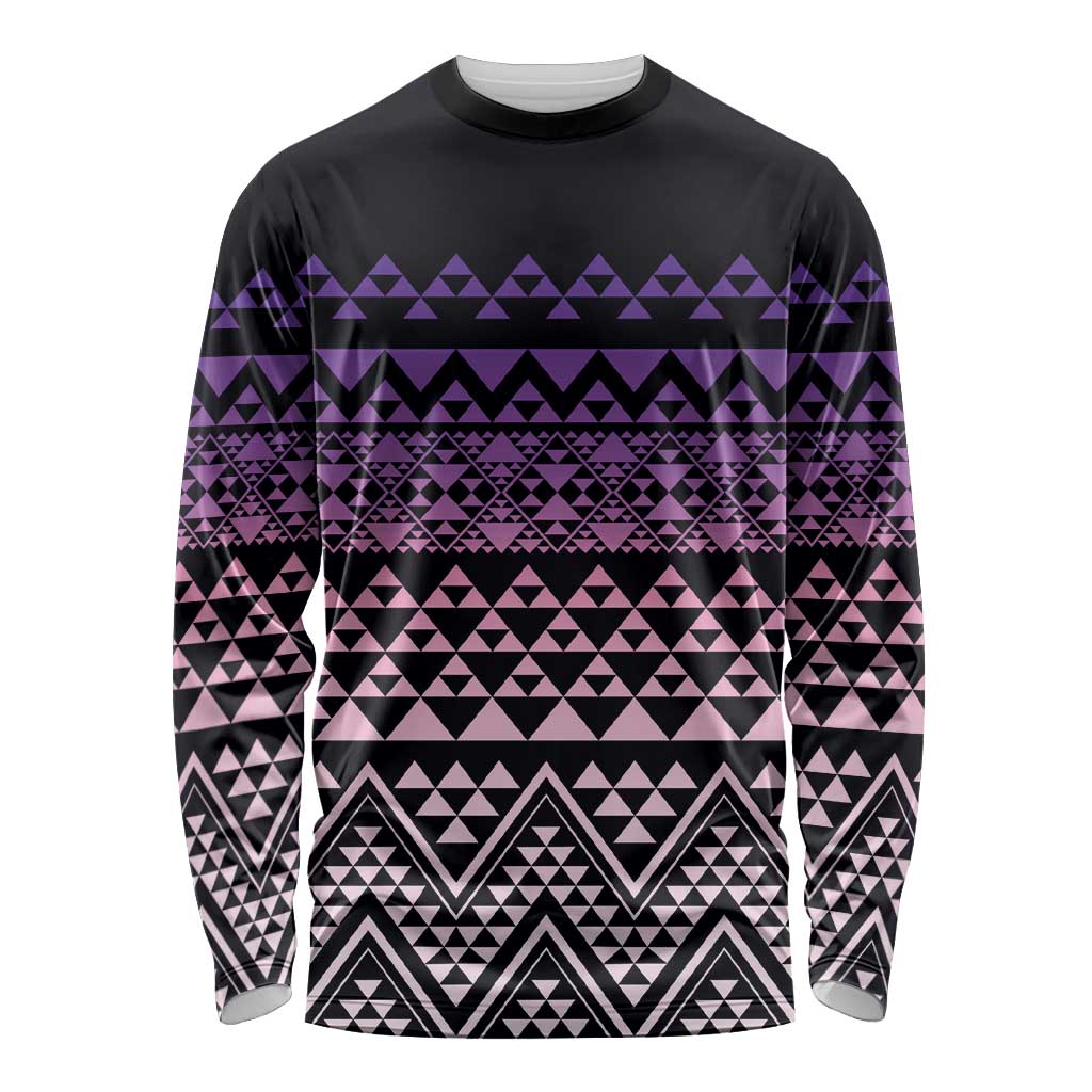 Maori Niho Taniwha Te Wheiao Long Sleeve Shirt Waiporoporo - Polynesian Pride