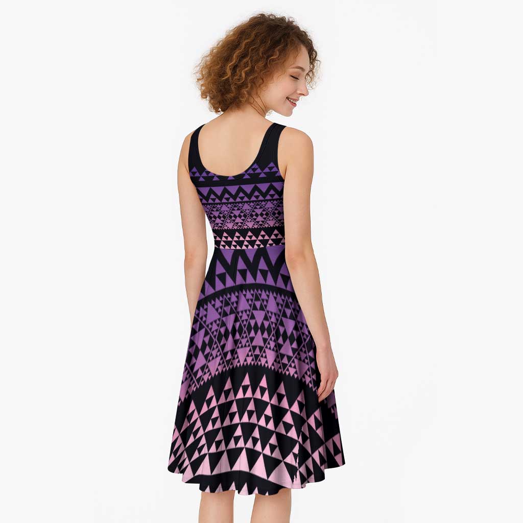 Maori Niho Taniwha Te Wheiao Midi Dress Waiporoporo - Polynesian Pride