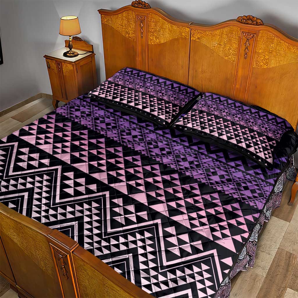 Maori Niho Taniwha Te Wheiao Quilt Bed Set Waiporoporo - Polynesian Pride