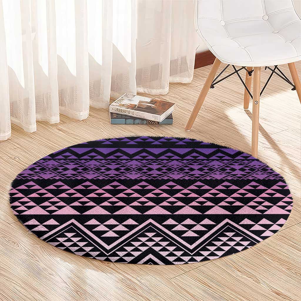 Maori Niho Taniwha Te Wheiao Round Carpet Waiporoporo - Polynesian Pride