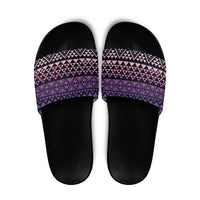 Maori Niho Taniwha Te Wheiao Slide Sandals Waiporoporo LT7 Purple - Polynesian Pride