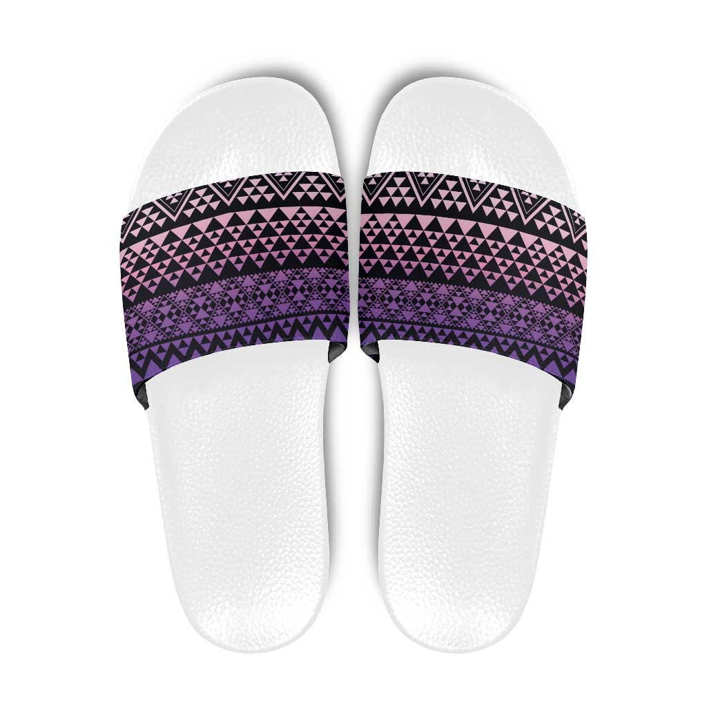 Maori Niho Taniwha Te Wheiao Slide Sandals Waiporoporo LT7 Purple - Polynesian Pride