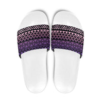Maori Niho Taniwha Te Wheiao Slide Sandals Waiporoporo LT7 Purple - Polynesian Pride