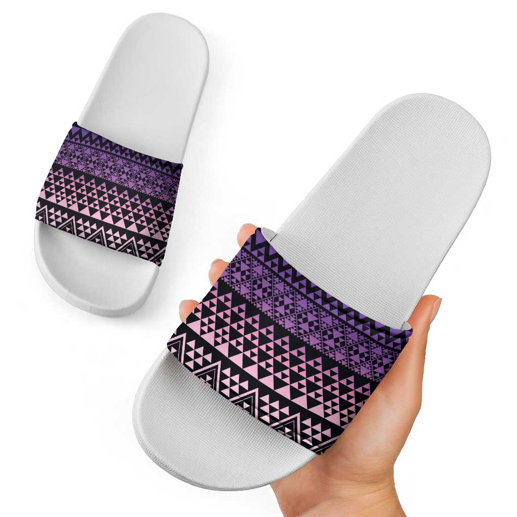 Maori Niho Taniwha Te Wheiao Slide Sandals Waiporoporo LT7 - Polynesian Pride