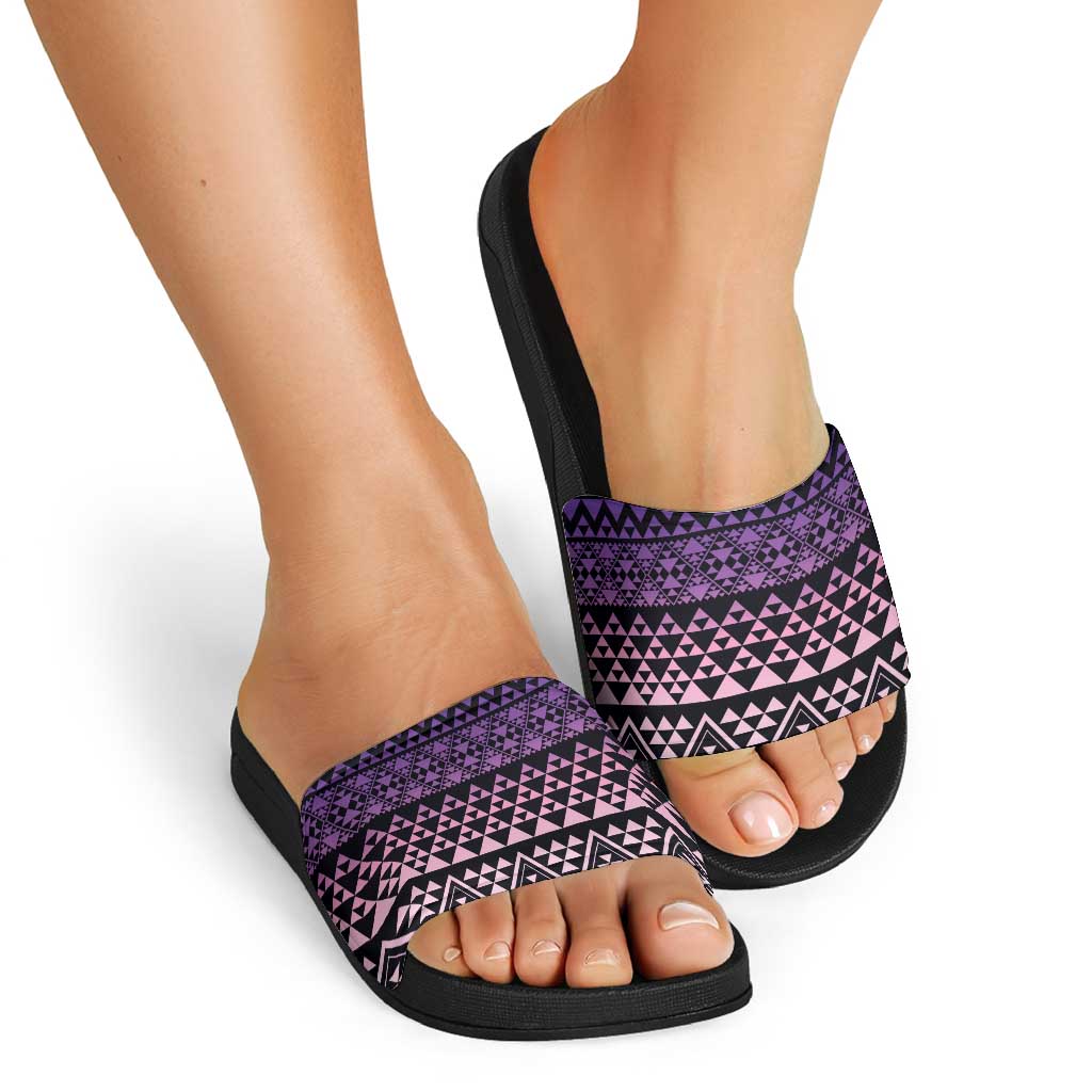 Maori Niho Taniwha Te Wheiao Slide Sandals Waiporoporo LT7 - Polynesian Pride