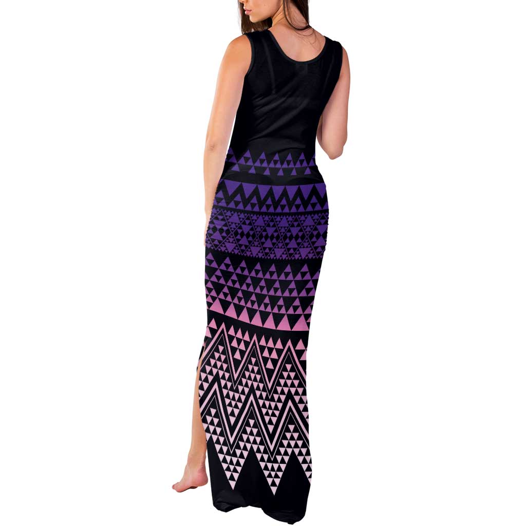 Maori Niho Taniwha Te Wheiao Tank Maxi Dress Waiporoporo - Polynesian Pride