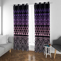 Maori Niho Taniwha Te Wheiao Window Curtain Waiporoporo LT7 With Grommets Purple - Polynesian Pride
