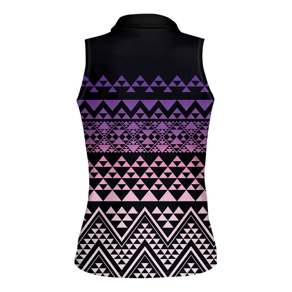 Maori Niho Taniwha Te Wheiao Women Sleeveless Polo Shirt Waiporoporo - Polynesian Pride