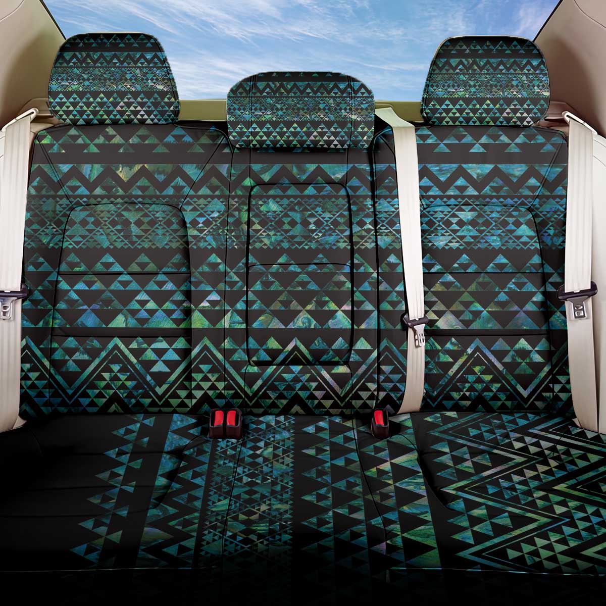 Maori Niho Taniwha Te Wheiao Back Car Seat Cover Paua Shell - Polynesian Pride