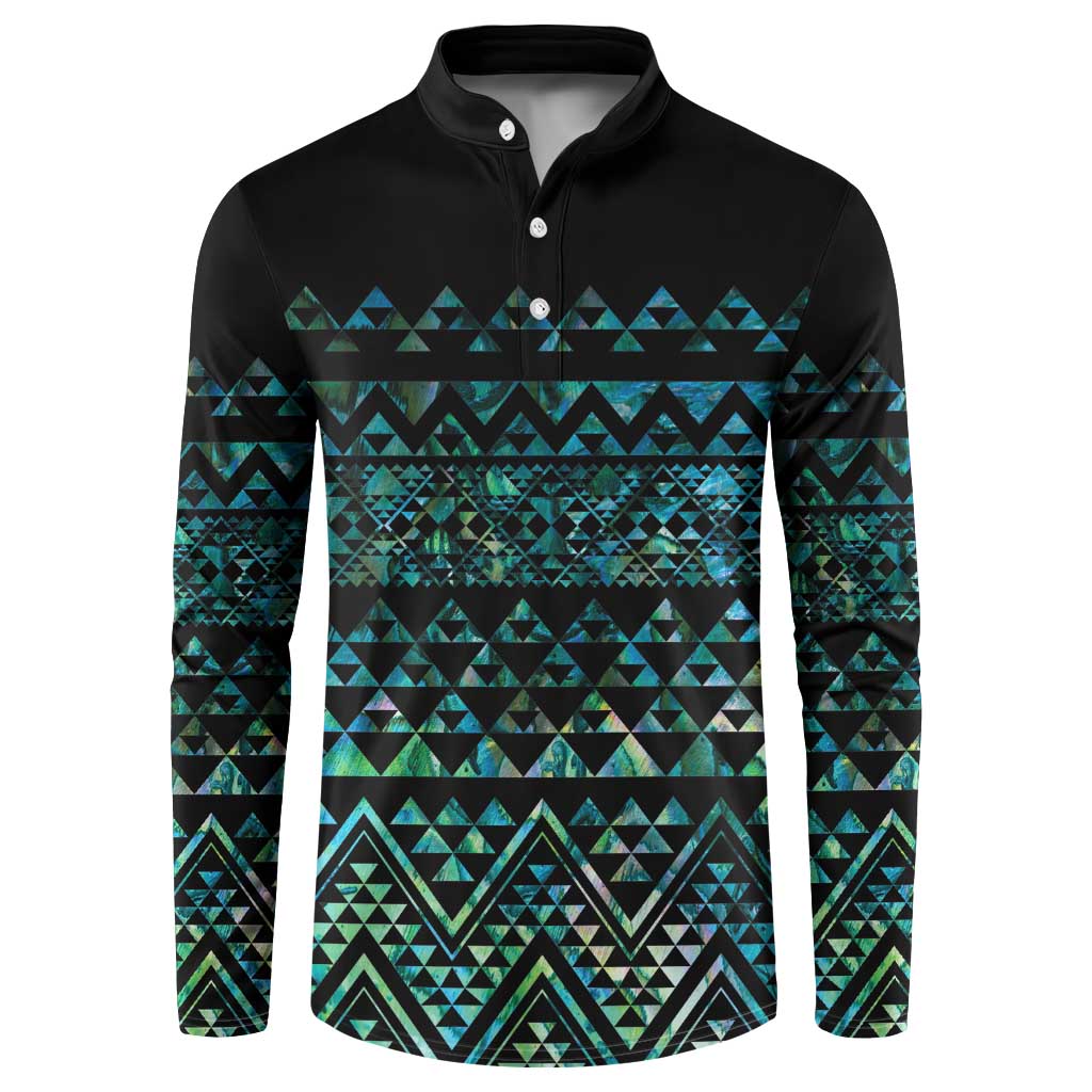 Maori Niho Taniwha Te Wheiao Button Sweatshirt Paua Shell - Polynesian Pride