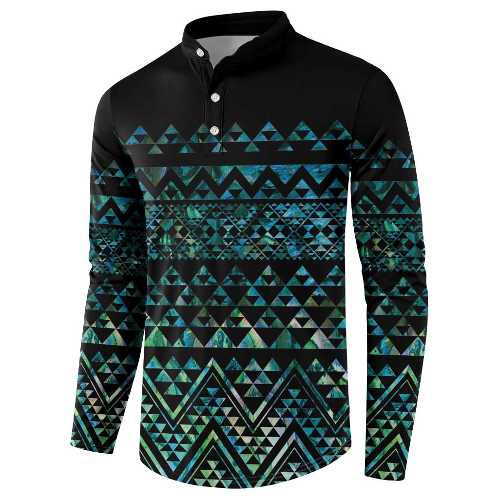 Maori Niho Taniwha Te Wheiao Button Sweatshirt Paua Shell - Polynesian Pride