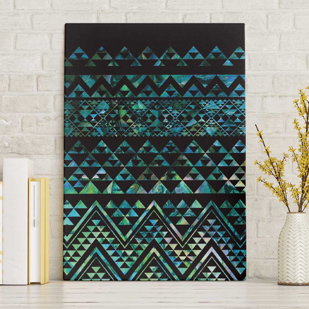 Maori Niho Taniwha Te Wheiao Canvas Wall Art Paua Shell - Polynesian Pride