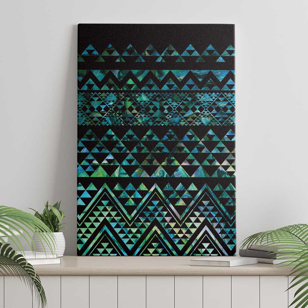 Maori Niho Taniwha Te Wheiao Canvas Wall Art Paua Shell - Polynesian Pride
