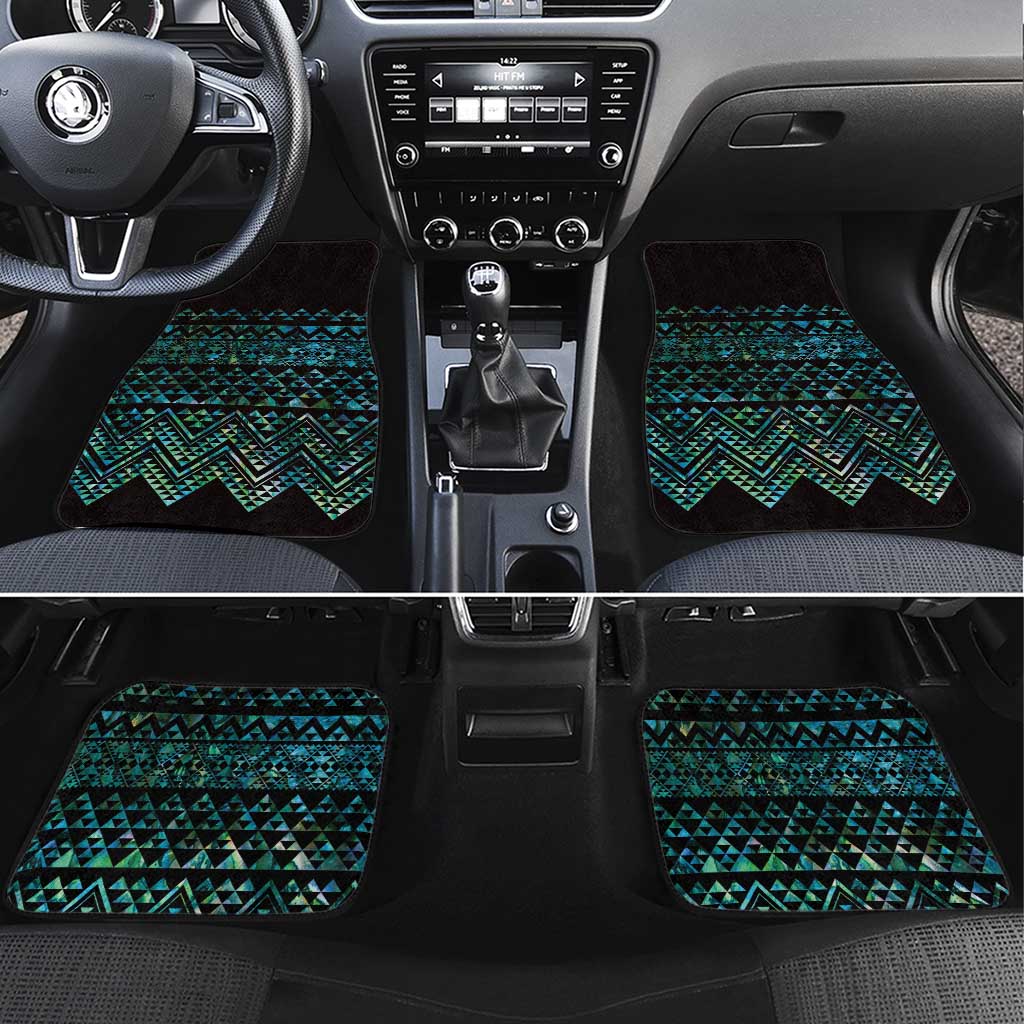 Maori Niho Taniwha Te Wheiao Car Mats Paua Shell LT7 Set 4pcs Colorful - Polynesian Pride