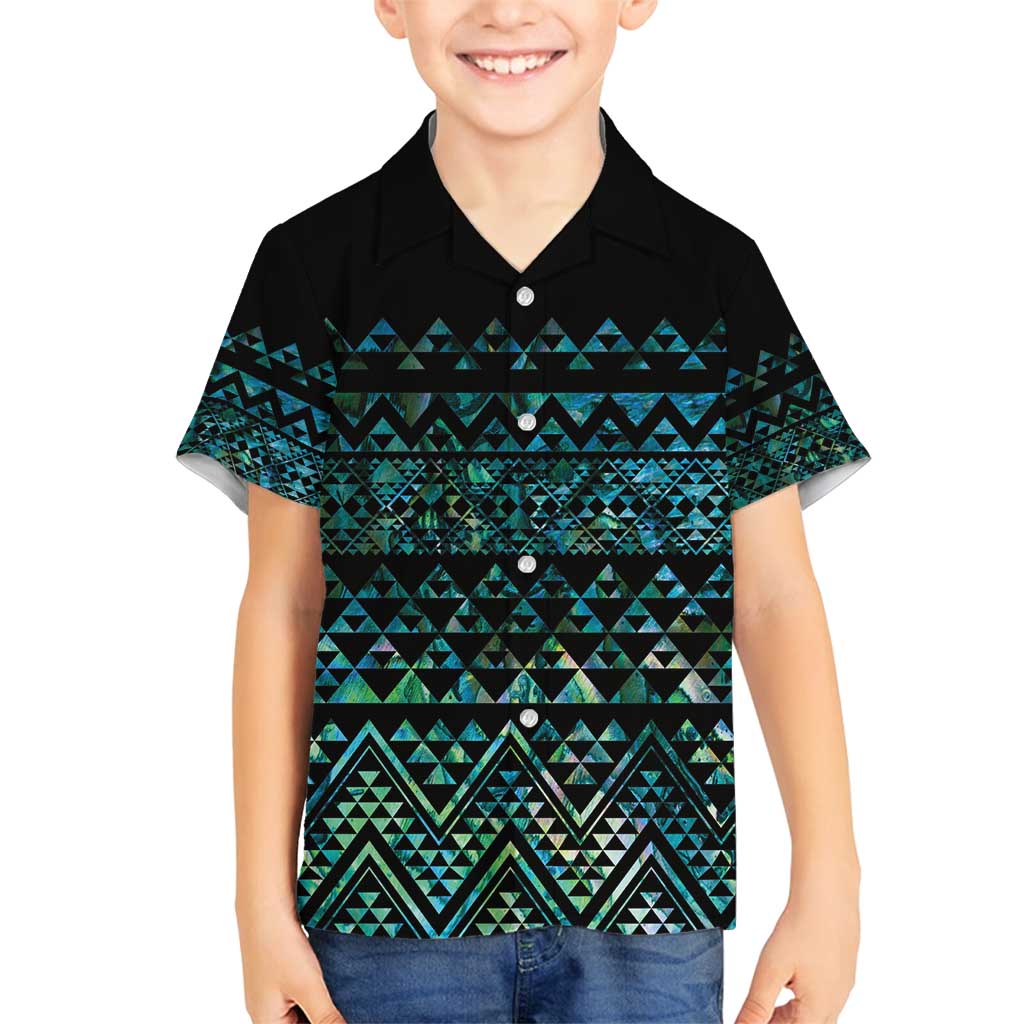 Maori Niho Taniwha Te Wheiao Family Matching Puletasi and Hawaiian Shirt Paua Shell - Polynesian Pride