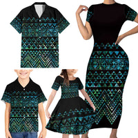 Maori Niho Taniwha Te Wheiao Family Matching Short Sleeve Bodycon Dress and Hawaiian Shirt Paua Shell - Polynesian Pride