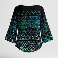 Maori Niho Taniwha Te Wheiao Kimono Sleeve Blouse Paua Shell - Polynesian Pride