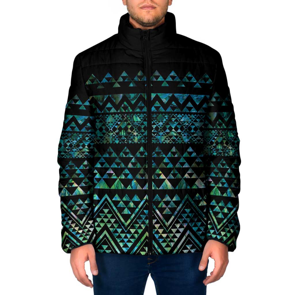 Maori Niho Taniwha Te Wheiao Padded Jacket Paua Shell - Polynesian Pride