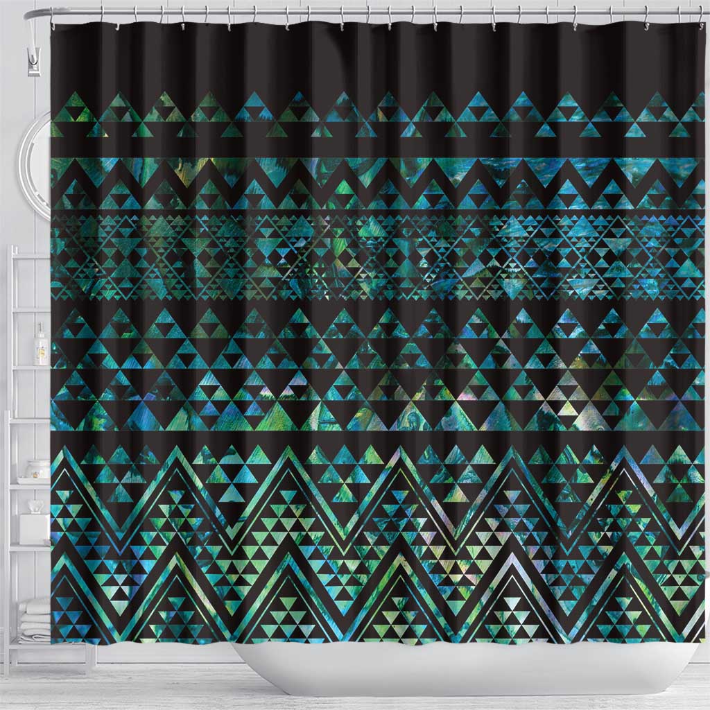 Maori Niho Taniwha Te Wheiao Shower Curtain Paua Shell - Polynesian Pride