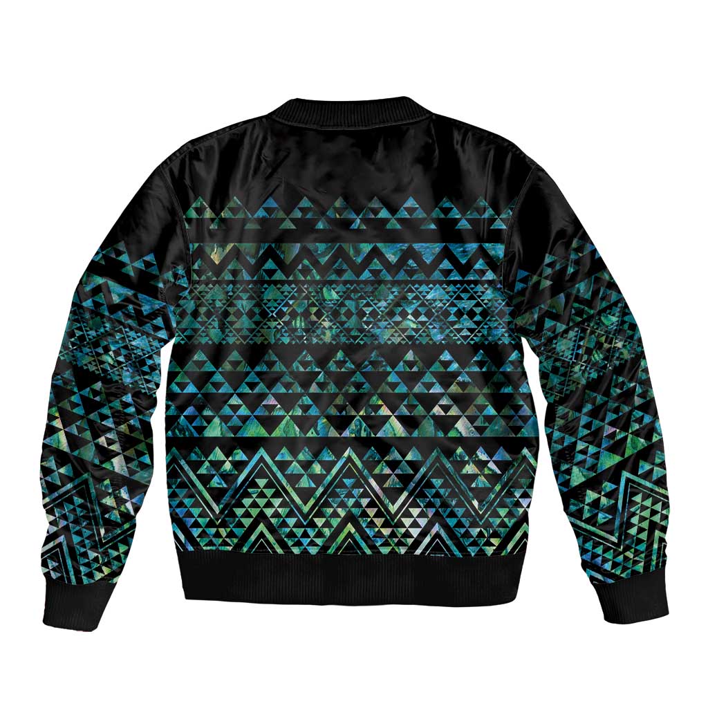 Maori Niho Taniwha Te Wheiao Sleeve Zip Bomber Jacket Paua Shell LT7 - Polynesian Pride