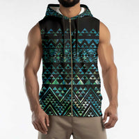 Maori Niho Taniwha Te Wheiao Sleeveless Zip Hoodie Paua Shell - Polynesian Pride