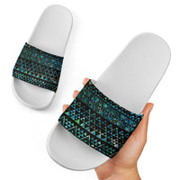 Maori Niho Taniwha Te Wheiao Slide Sandals Paua Shell - Polynesian Pride